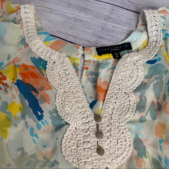 Anthropologie Sanctuary Floral Blouse Size Medium - Picture 4 of 7